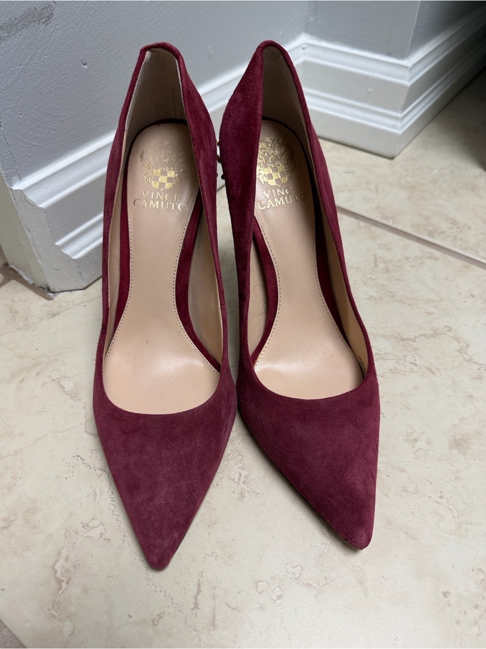Vince Camuto Suede Pointed-Toe Pumps - Wine